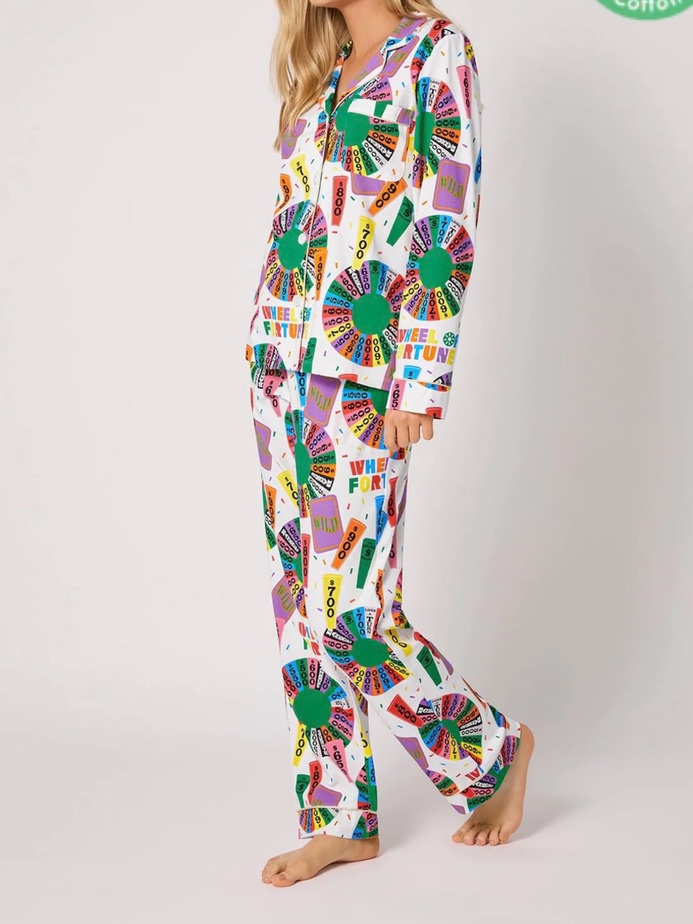 NWT BedHead PJs x Wheel of Fortune Pajama Set XS Long Sleeve Organic Cotton